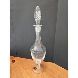 Crystal Clear Decanter with Flame Twist Shape Details on Base and Stopper